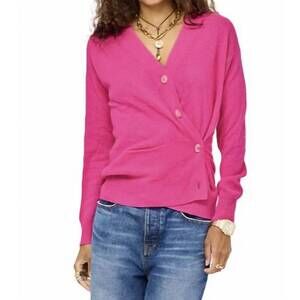 NEW KERRI ROSENTHAL jackie cross buttoned cardigan in neon pink